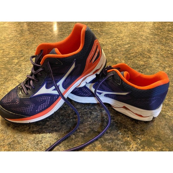 Womens Mizuno Running Shoes 7.5 Wave Rider 21 Purple Coral - Picture 1 of 8